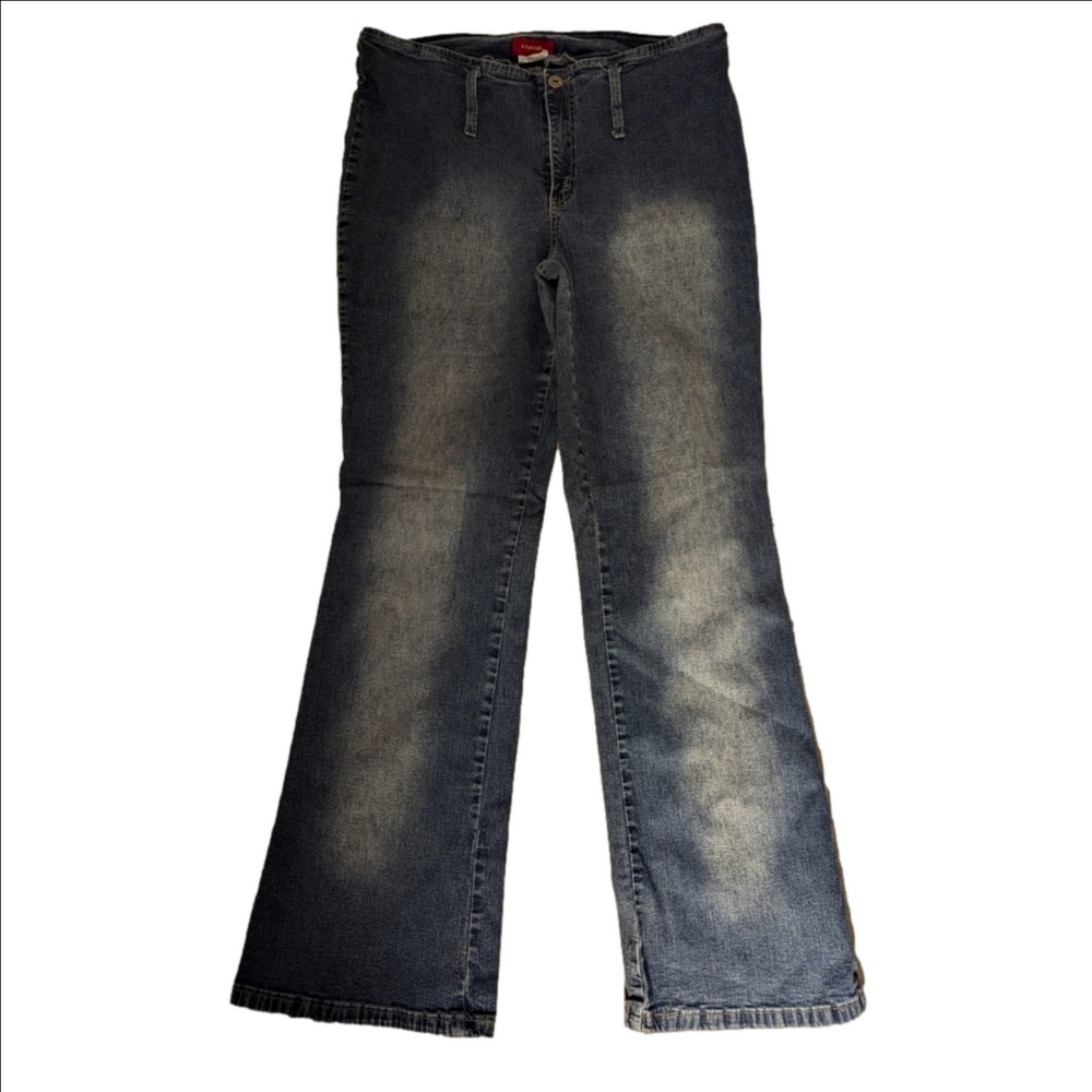 LiquidX Jeans Flare 21 High rise wide belt Boot Cut vintage fade 36Wx30L Y2K